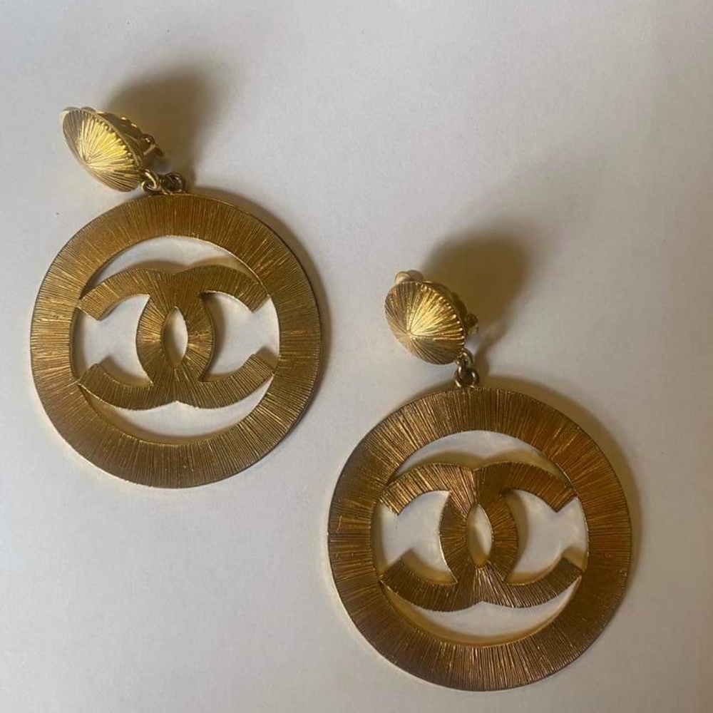 Chanel Jumbo Sunburst Authentic Clip on Earrings